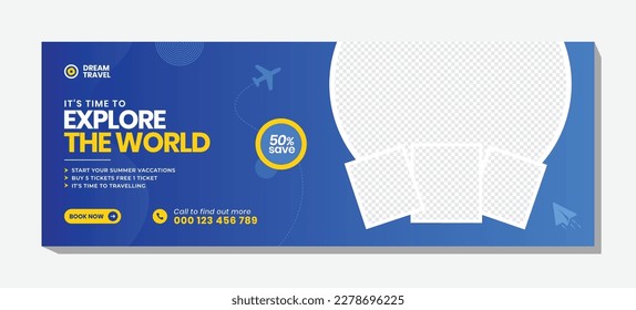 travel agency social media cover and and banner template abstract social media post web banner template