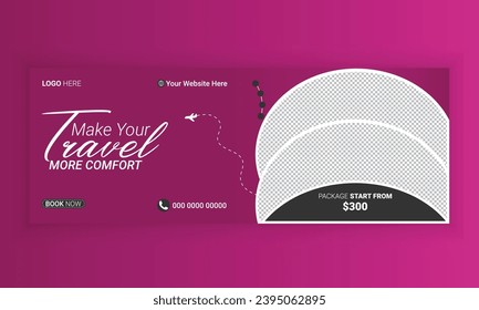 Travel Agency Social Media Cover Photo Design. Tourism Marketing Cover Banner Template.
