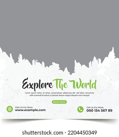 Reisebüro Social Media Post Template Design, Holiday Tour Social Media Post, Vacation Square Banner Design, Reiseflyer