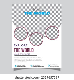 Travel agency social media post template. Vacation planner and tour management agency banner