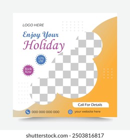 Travel agency social media post template Design and Marketing Ads Dream Holidays.