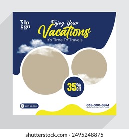 Travel agency social media posts template allows you to explore the world