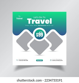 Travel agency and tourism post or social media post template
