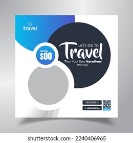 Travel agency and tourism post or social media post template