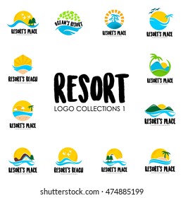 Travel Agency, Tropical Resort, Beach Hotel, Spa. Summer Vacation Symbol. Logo Design Template