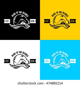 Travel agency, tropical resort, beach hotel, spa. Summer vacation symbol. logo design template