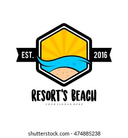 Travel agency, tropical resort, beach hotel, spa. Summer vacation symbol. logo design template