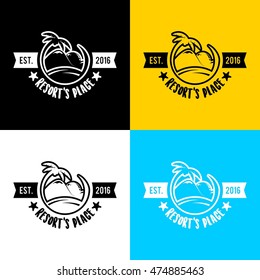 Travel agency, tropical resort, beach hotel, spa. Summer vacation symbol. logo design template