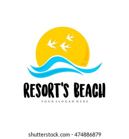 Travel Agency, Tropical Resort, Beach Hotel, Spa. Summer Vacation Symbol. Logo Design Template