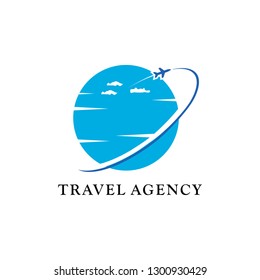 Travel agency vector logo template. Holiday logo template. Airplane travel tourism. around the world icon vector. creative design world travel logo.