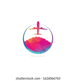 Travel agency vector logo template. Holiday logo template. Airplane travel tourism. around the world icon vector. creative design world travel logo.	