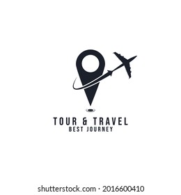 Reiseagentur, Vektorlogo-Vorlage. Vorlage für das Weihnachtslogo. Position auf Karte Logo-Konzept