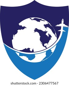 Travel agency vector logo template. Holiday logo template globe travelling logo vector design.
