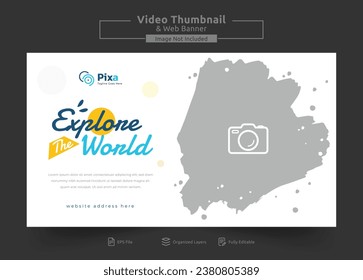 Travel agency web banner or video thumbnail template design. Travelling business promotion video thumbnail or web banner.