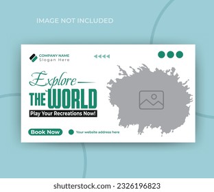 Travel agency youtube video thumbnail design and web banner tourism marketing service template