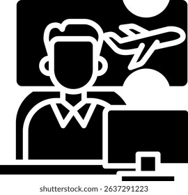 Travel Agent Icon Glyph Vector Illustration