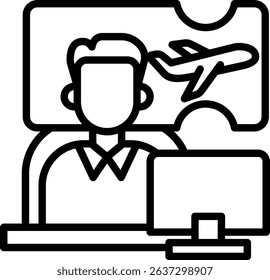 Travel Agent Icon Line Vector Illustration
