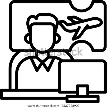 Travel Agent Icon Line Vector Illustration