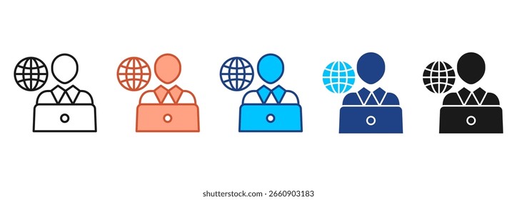 Conjunto de iconos de agente de viajes Colección de estilo múltiple