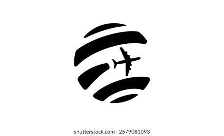 travel agent logo, black isolated silhouette