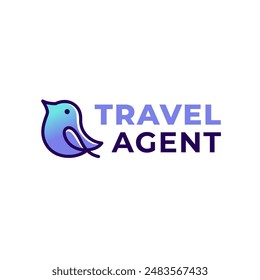 Diseño de logotipo de agente de viajes con logotipo moderno de pájaro