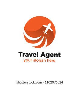 Travel Agent Logo with plane symbol, flight company