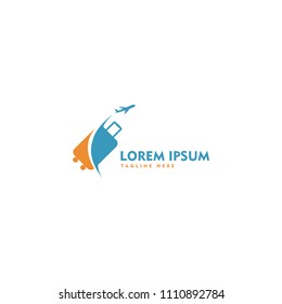 travel agent with suitcase concept logo icon vector template