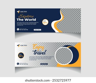 Travel agent and tourism company social media post vector Cover Template Design 
