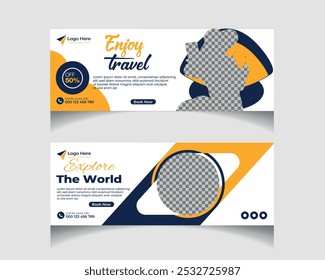 Travel agent and tourism company social media post vector Cover Template Design 