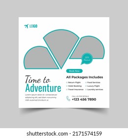 Travel Agent And Tourism Square Banner Or Social Media Post Template, Tour Social Media Post Template