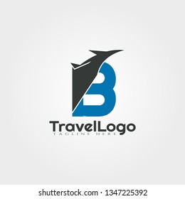 Travel agent vector logo design with initials B letter