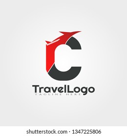 Travel agent vector logo design with initials C letter