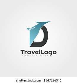 Travel agent vector logo design with initials D letter