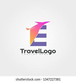Travel agent vector logo design with initials E letter