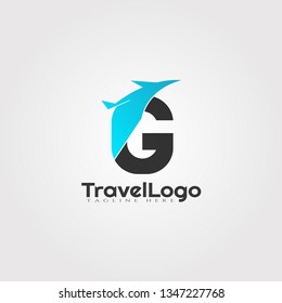 Travel agent vector logo design with initials G letter