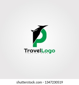 Travel agent vector logo design with initials P letter