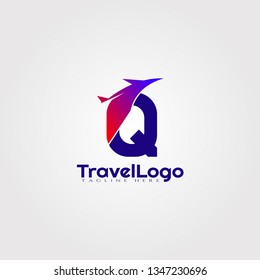 Travel agent vector logo design with initials Q letter