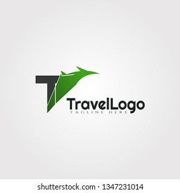 Travel agent vector logo design with initials T letter
