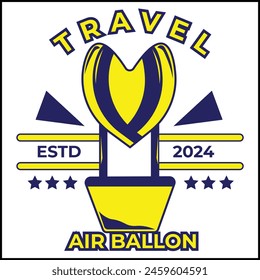 diseño de Vector con globos aerostáticos de amor en colores amarillos y azules en un estilo simple. adecuado para logotipos, íconos, afiches, anuncios, Anuncios, empresas, diseño de camiseta