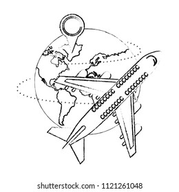 travel air plane world pointer map