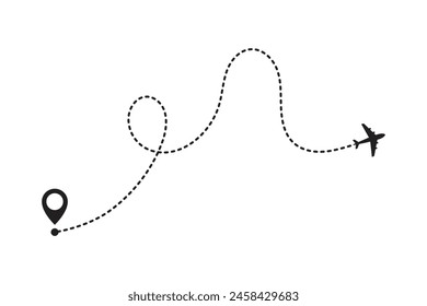 Travel, air routes, location tag and airplane, travel, airplane tracking, airplane icon.