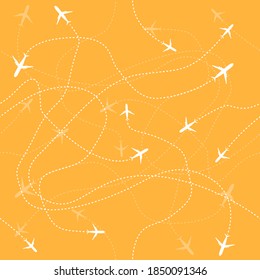 Travel aircraft seamless pattern. Fly vector graphic background. Symbol illustration