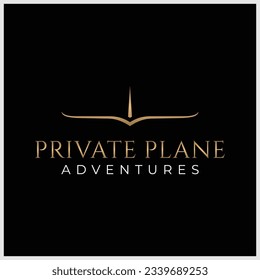 Travel, airplane flight. Luxury minimalist style privacy aviation vector logo icon template