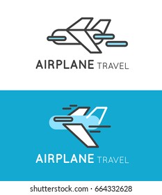 Travel airplane logo in modern style. Airport or travel company icon.