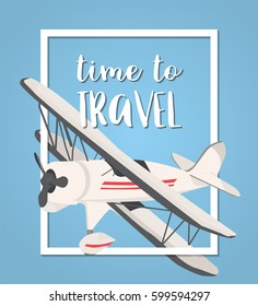 travel with airplane on blue background. vector illustration