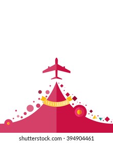 Travel Airplane purple, Flat icon modern design style vector illustration concept.