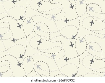 Travel Airplane Routes Seamless Pattern,  Vector, Endless Texture Can Be Used For Wallpaper, Pattern Fills, Web Page,background,surface