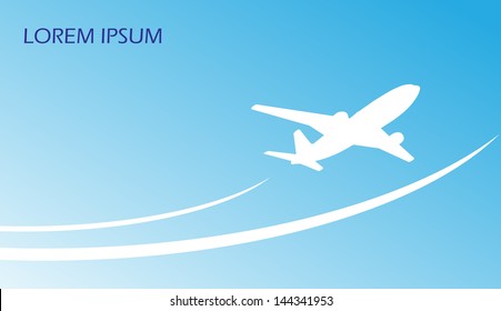 Travel airplane ticket blue vector background