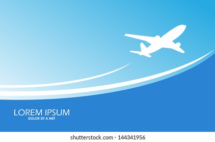 Travel Airplane Ticket Blue Vector Background