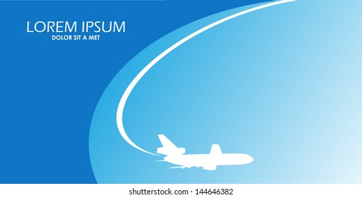 Travel airplane ticket blue vector background